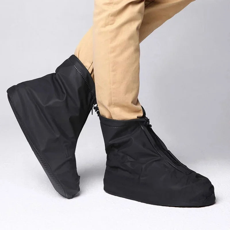 Unisex Waterproof Non-Slip Rain Shoe Covers with Zipper