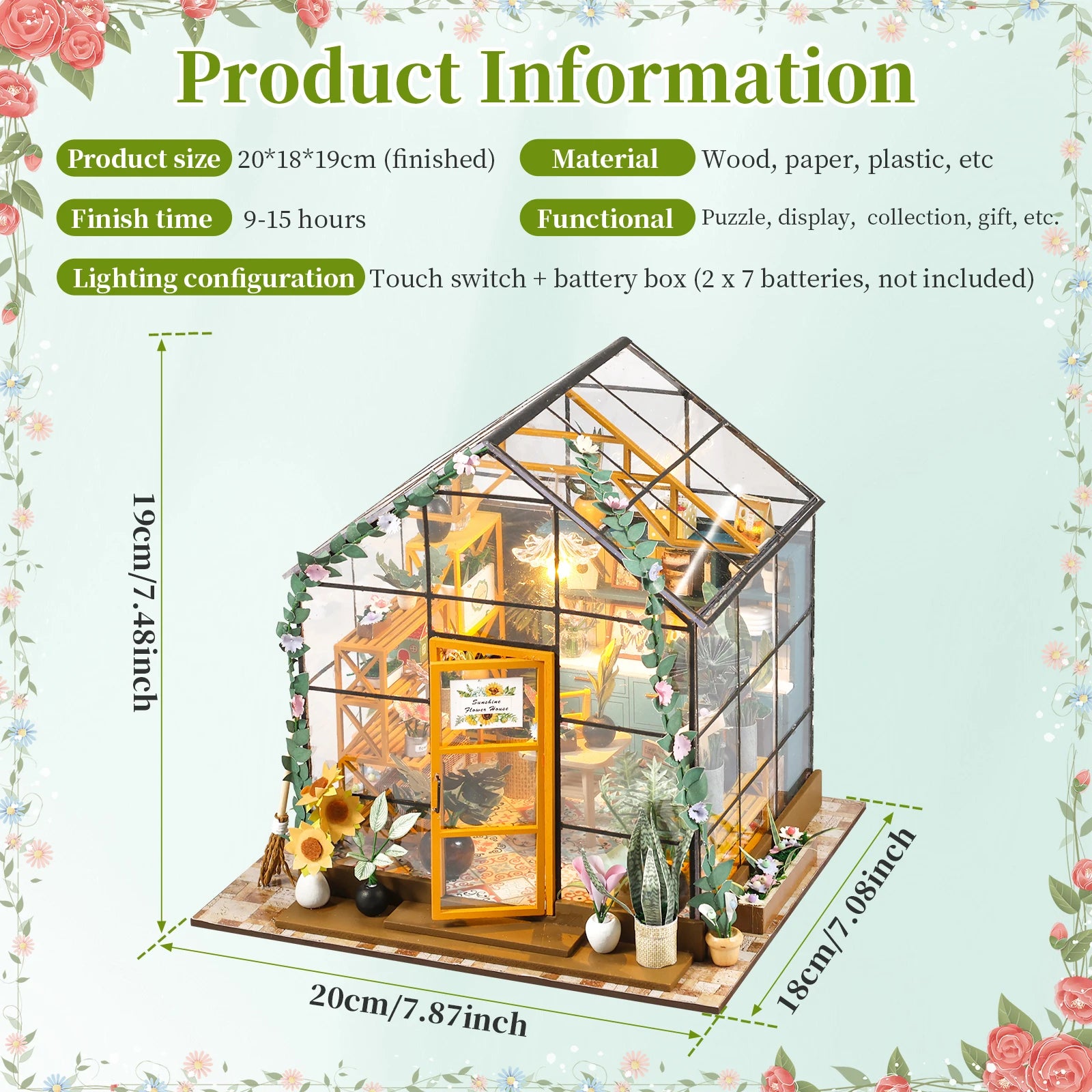 DIY Miniature Garden House Kit with LED Lights & Realistic Furniture