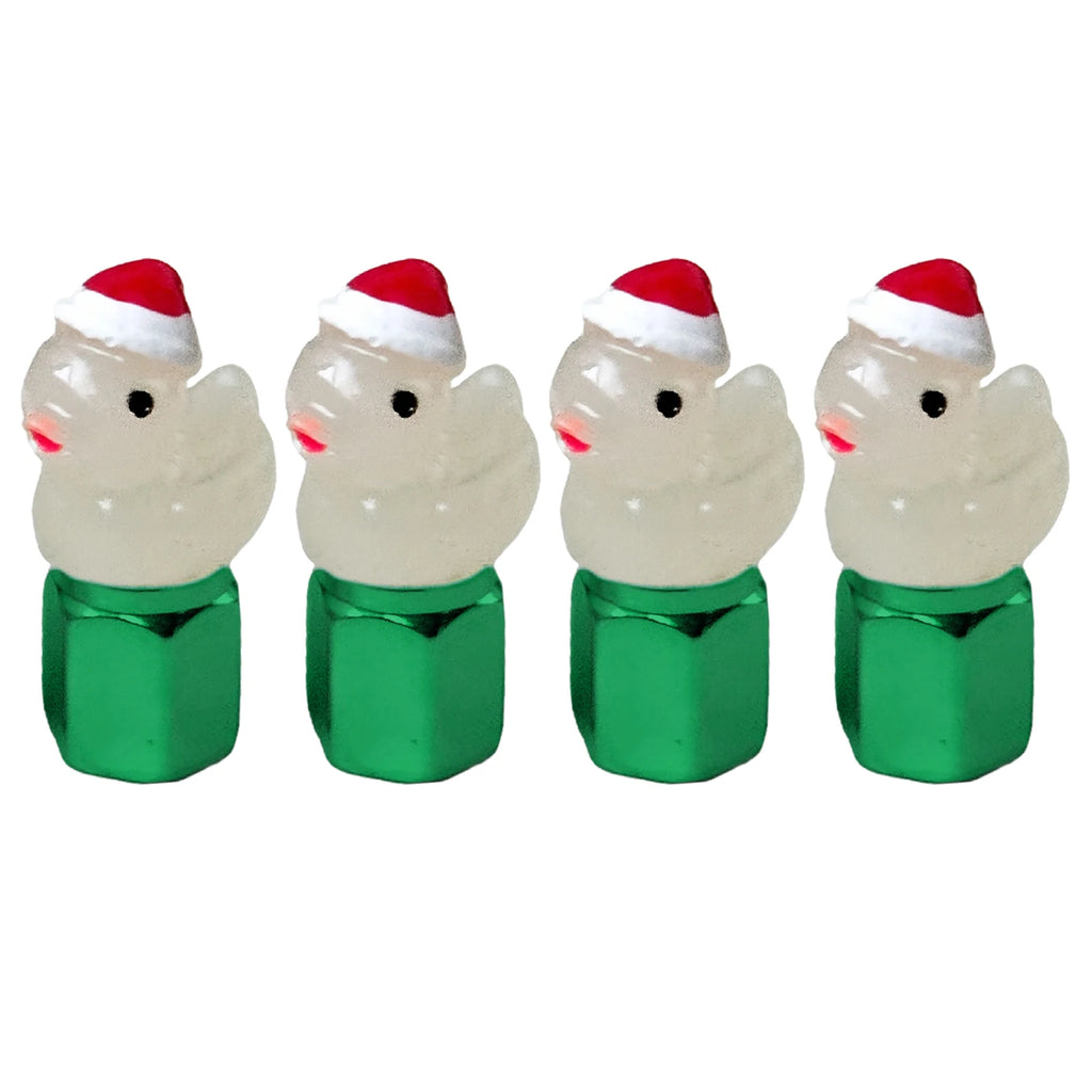 4 Pack Glow in The Dark Duck Tire Valve Caps for Cars & Bikes