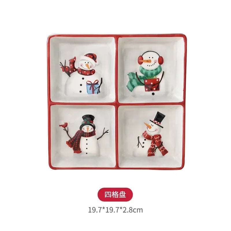Adorable Christmas Snowman Ceramic Dish Set - Perfect Holiday Decor