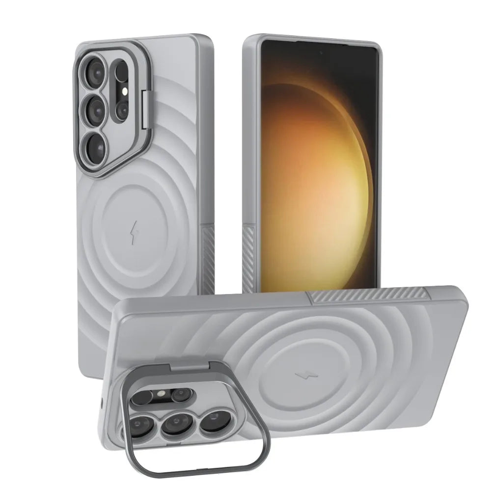 Protective Galaxy S25 Ultra Case with Magnetic Lens Holder & Kickstand