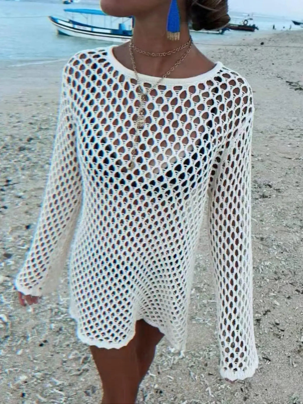 Chic Beach Hollow Out Knit Cover-Up Dress - Perfect Summer Style