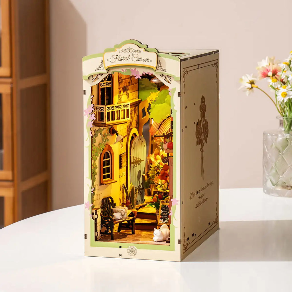 Robotime Rolife Floral Corner Book Nook - DIY 3D Wooden Model