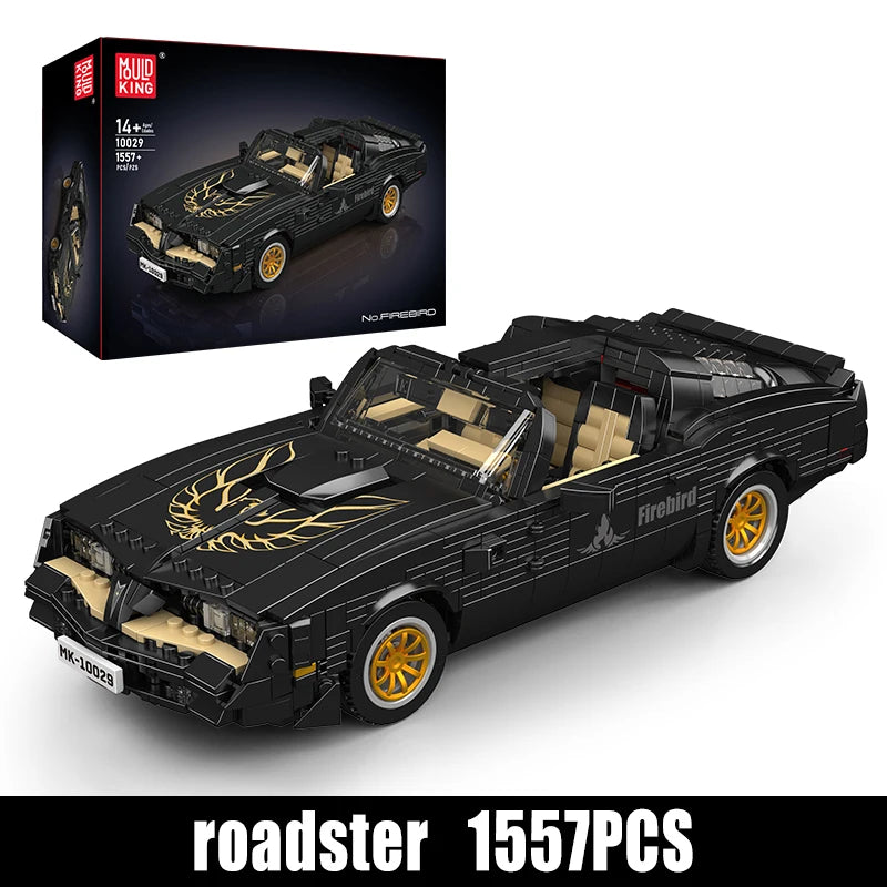 1557-Piece Black Firebird Sport Racing Car Building Set for Kids