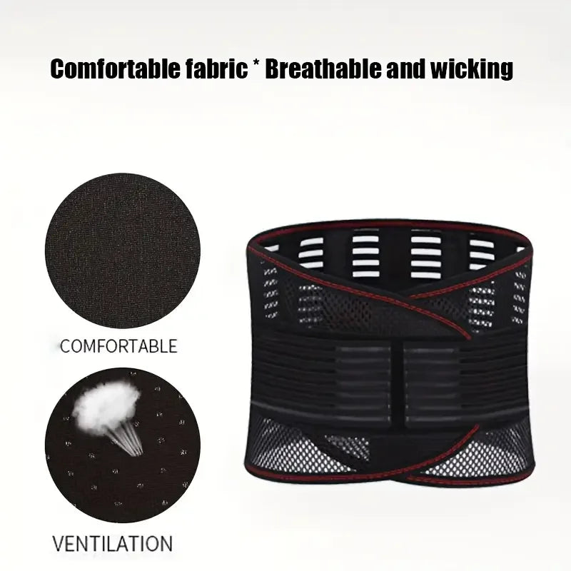 Breathable Lumbar Support Belt - Adjustable Compression Back Brace