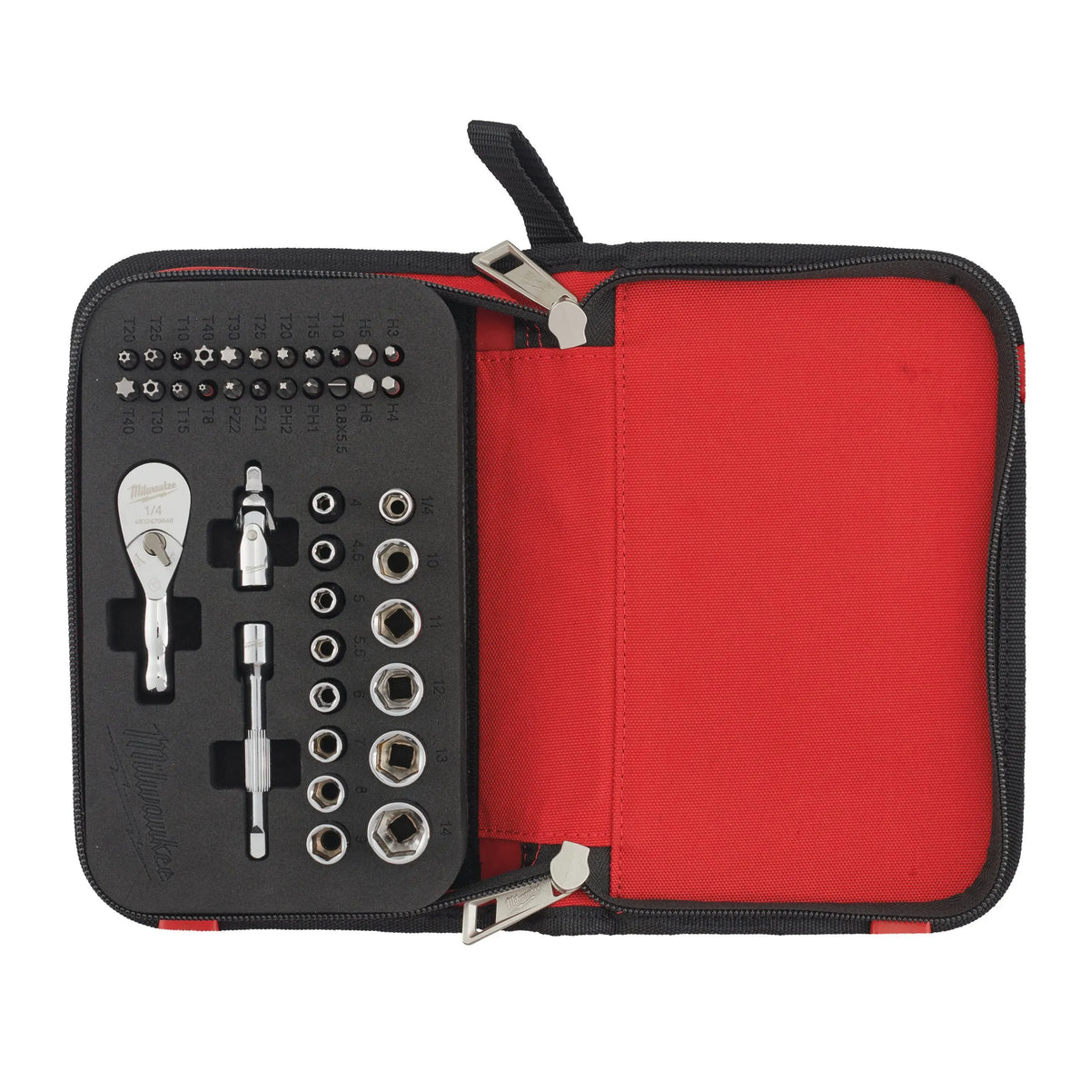 Milwaukee 39-Piece Metric 1/4" Compact Ratchet Set with Storage Bag