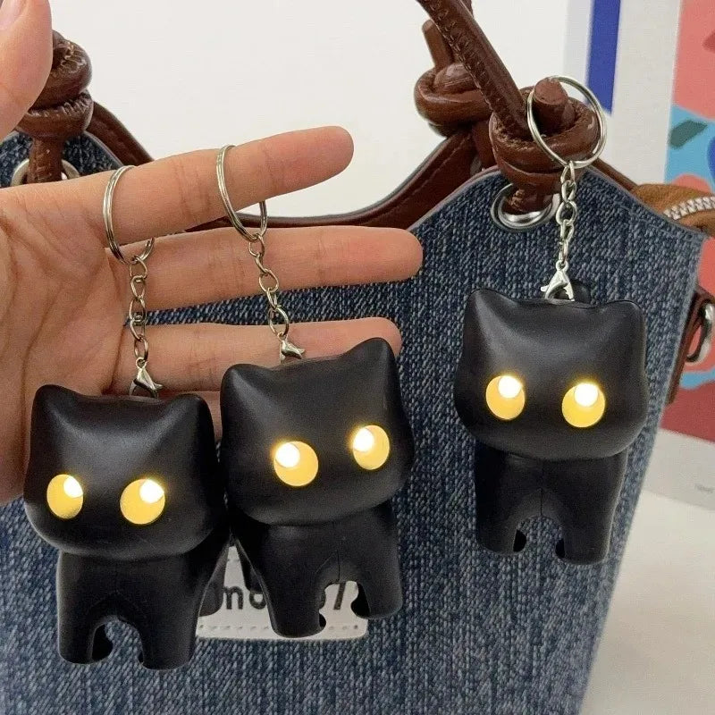 Cute LED Cat Keychain Night Light with Meowing Sound - Perfect Gift!