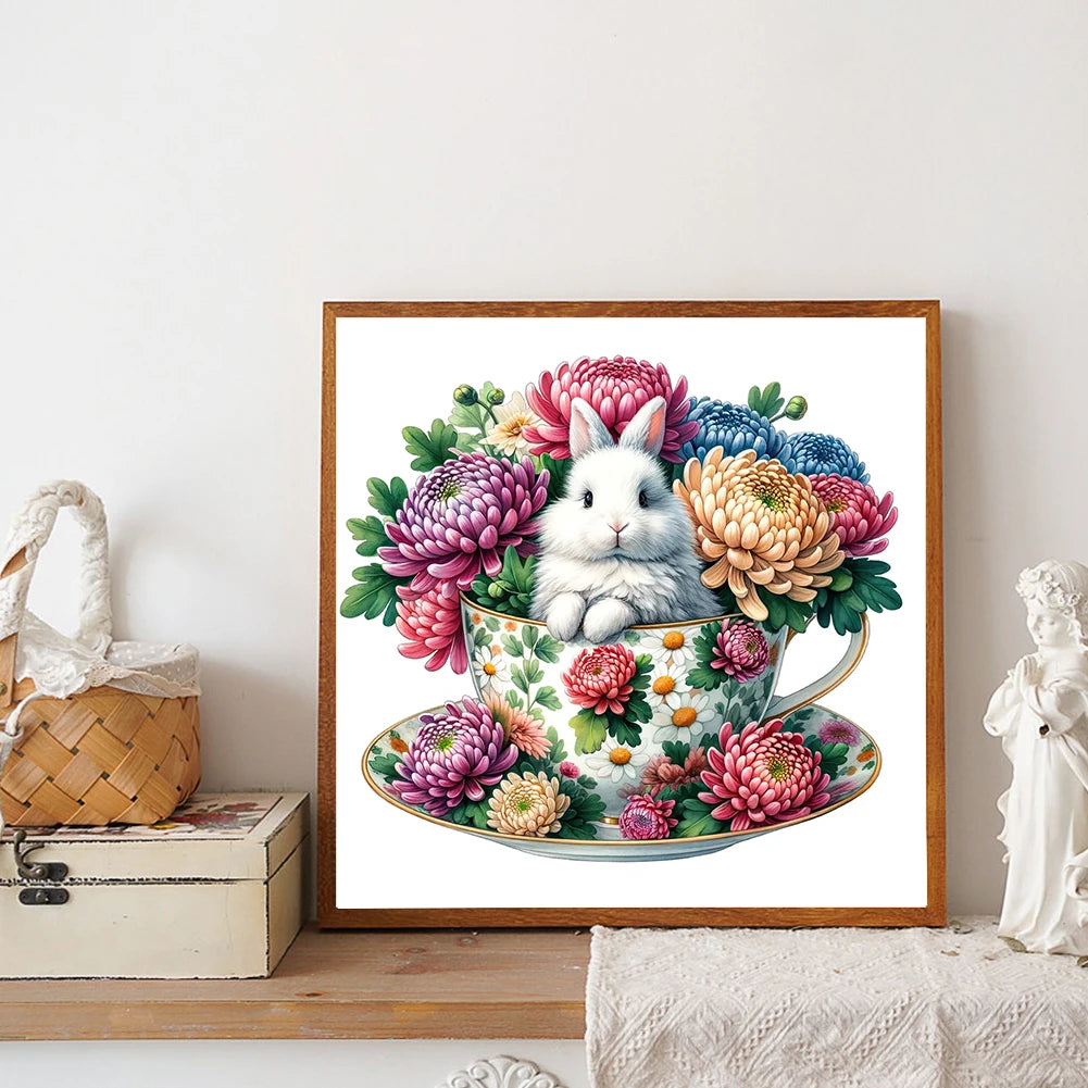 5D DIY Round Diamond Painting Kit - Rabbit and Floral Designs