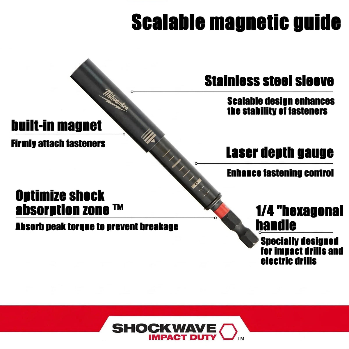 Milwaukee Magnetic Drill Bit Extension - Durable Alloy Steel Adapter