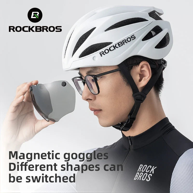 ROCKBROS Adjustable Cycling Helmet with Magnetic Goggles - Ultimate Safety