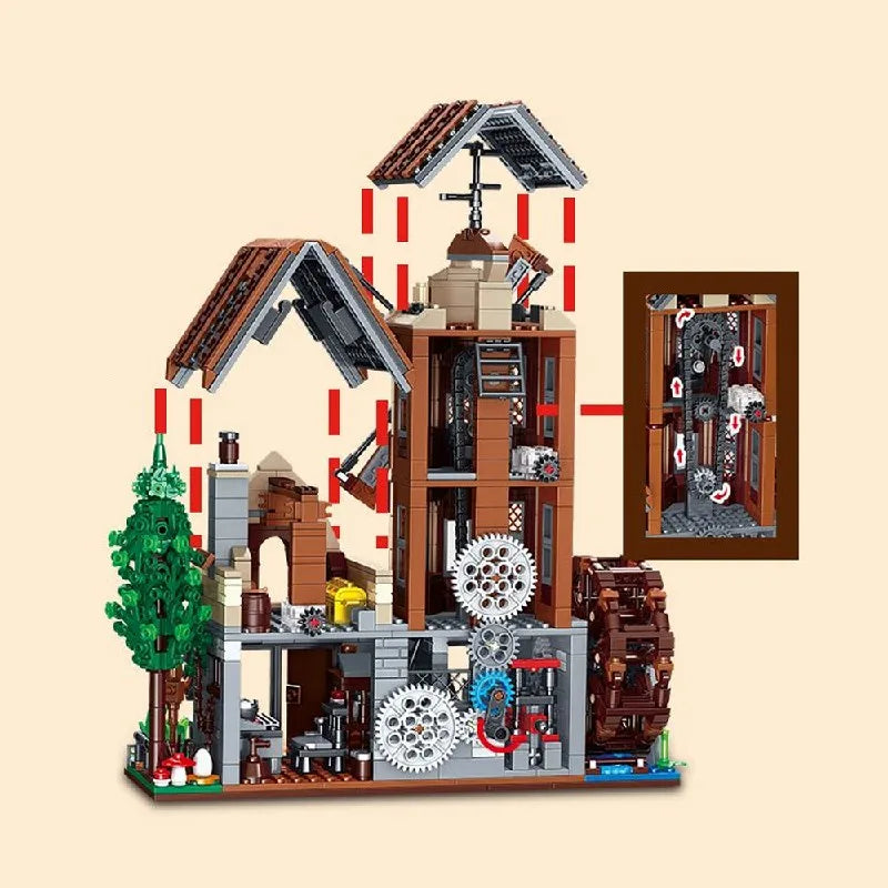 1580PCS Medieval Village Building Blocks with LED - Fun & Creative Gift