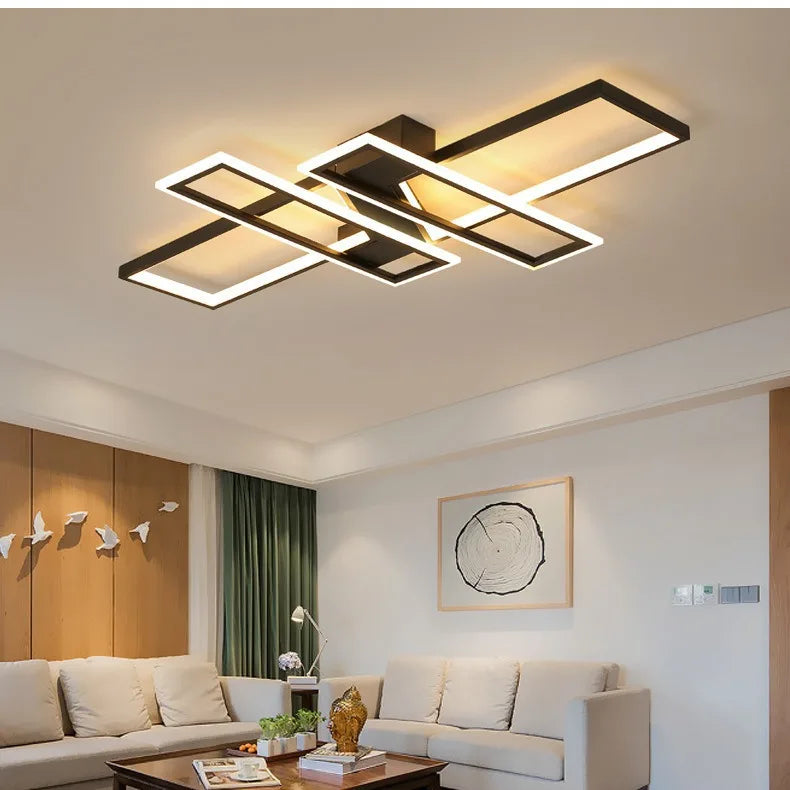 Elegant Modern LED Chandelier with Remote Control - Black Ceiling Lamp