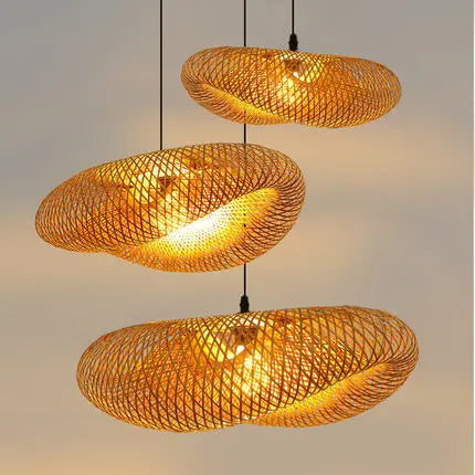 Eco-Friendly Bamboo Pendant Light - Handcrafted Wicker Design