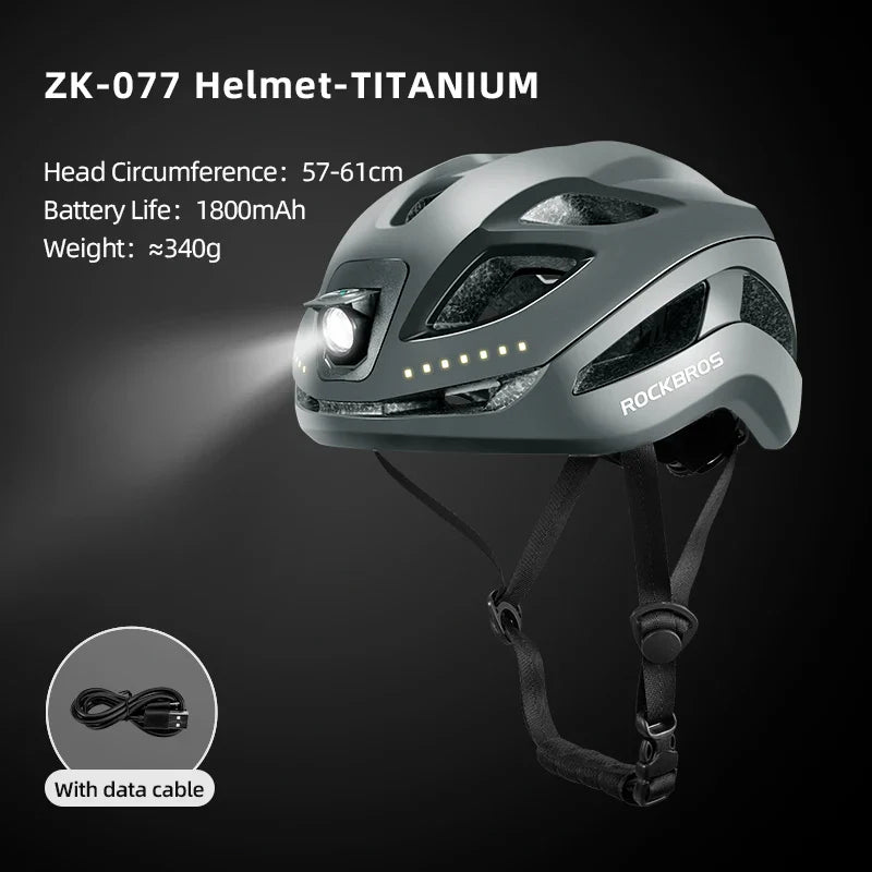 ROCKBROS LED Cycling Helmet - Adjustable & Safe for Night Rides