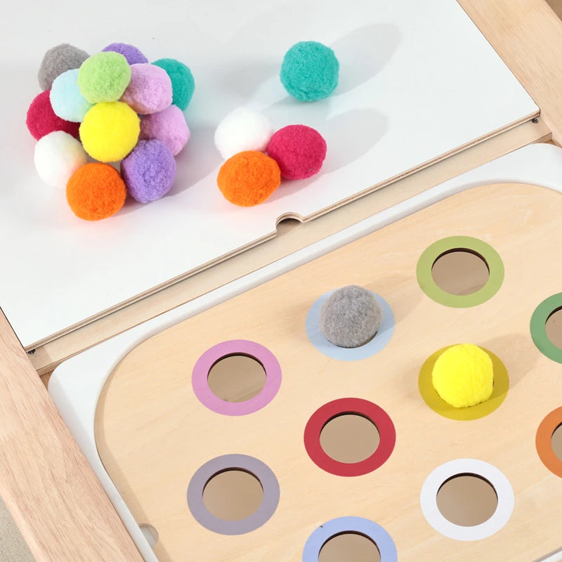 Montessori Wooden Sensory Table for Kids - Fine Motor Skill Development