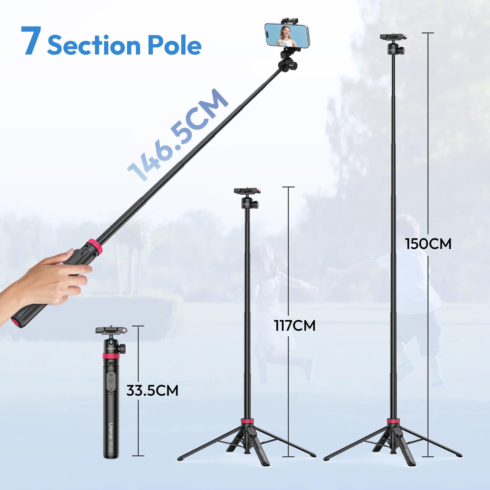 Ulanzi MT-44 B Universal Phone Tripod - 1.5M Selfie Stick with Bluetooth