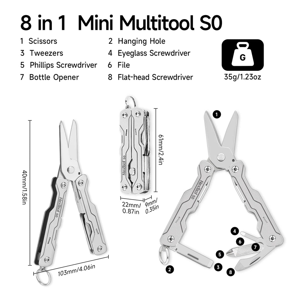 NexTool Mini 8-in-1 Micro Multitool - Ultimate Pocket Companion