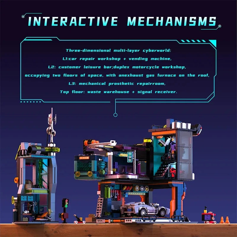 2098PCS Cyberpunk City Building Blocks Set - Creative Modular Design