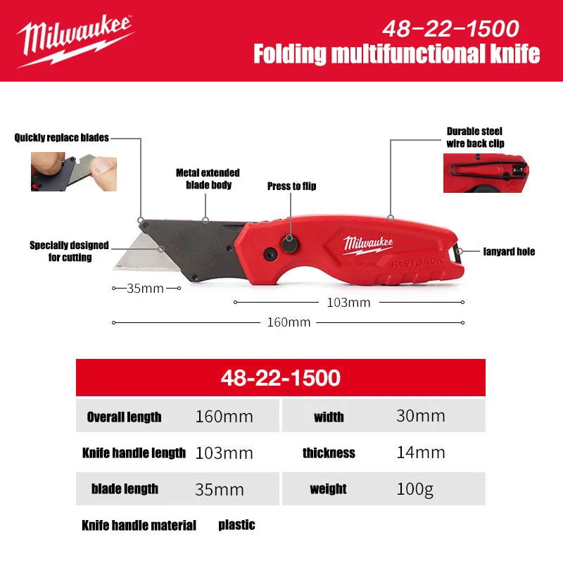 Milwaukee 6-in-1 Folding Utility Knife - Versatile & Durable