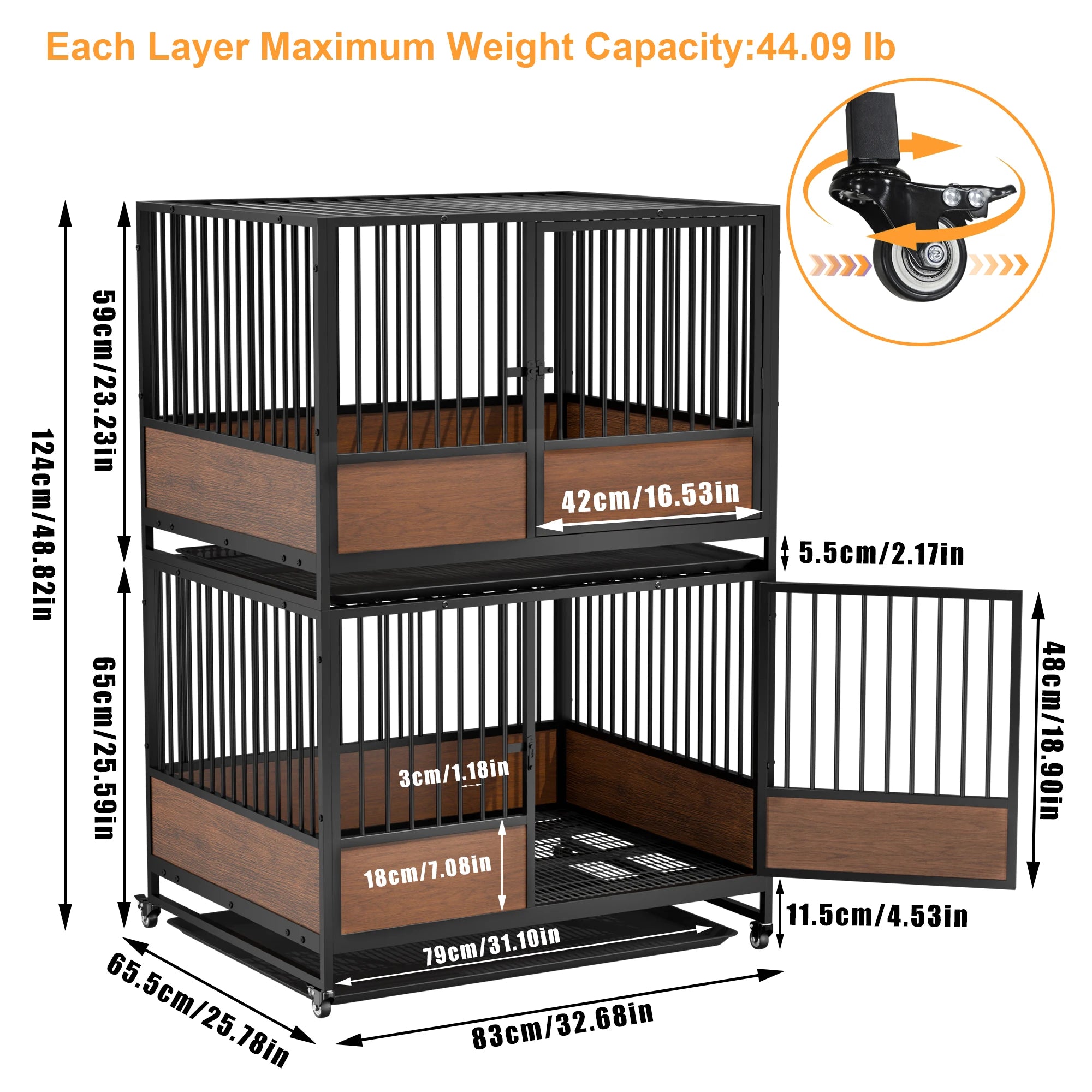 Heavy Duty Metal Cat Cage - Stackable Enclosure for Cats & Small Pets