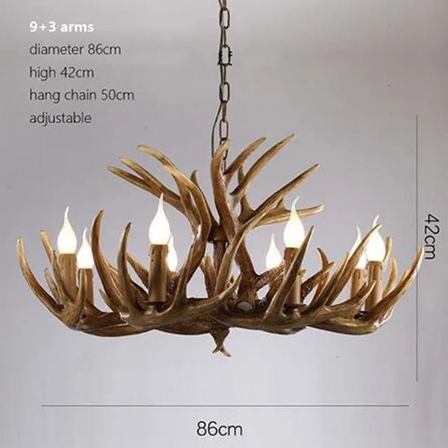 Vintage Deer Horn Pendant Light - Industrial Antler Chandelier