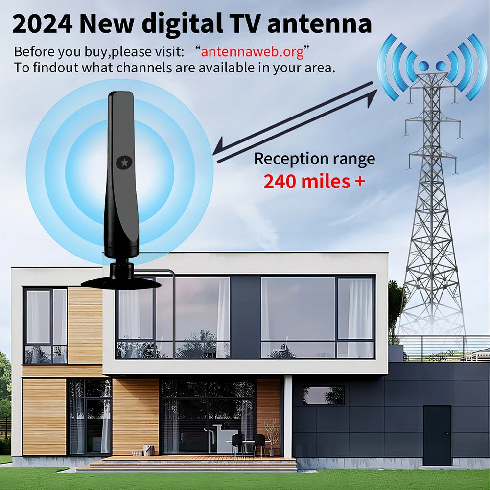 50 Miles Indoor HDTV Antenna with Signal Booster - 4K HD 1080P