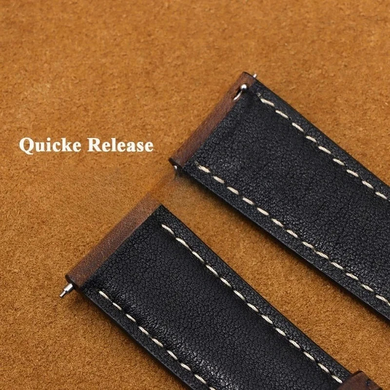 Luxurious Leather Watchband for Seiko & Omega - Butterfly Buckle 14-22mm
