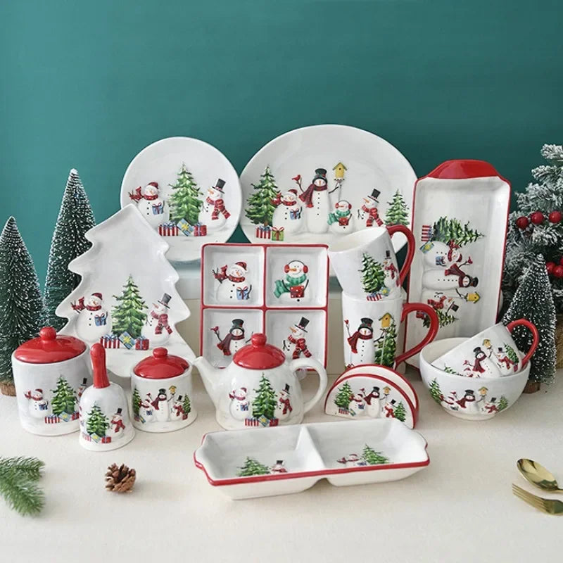Adorable Christmas Snowman Ceramic Dish Set - Perfect Holiday Decor