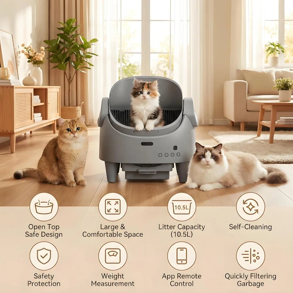 Automatic Self-Cleaning Cat Litter Box with Smart App Control