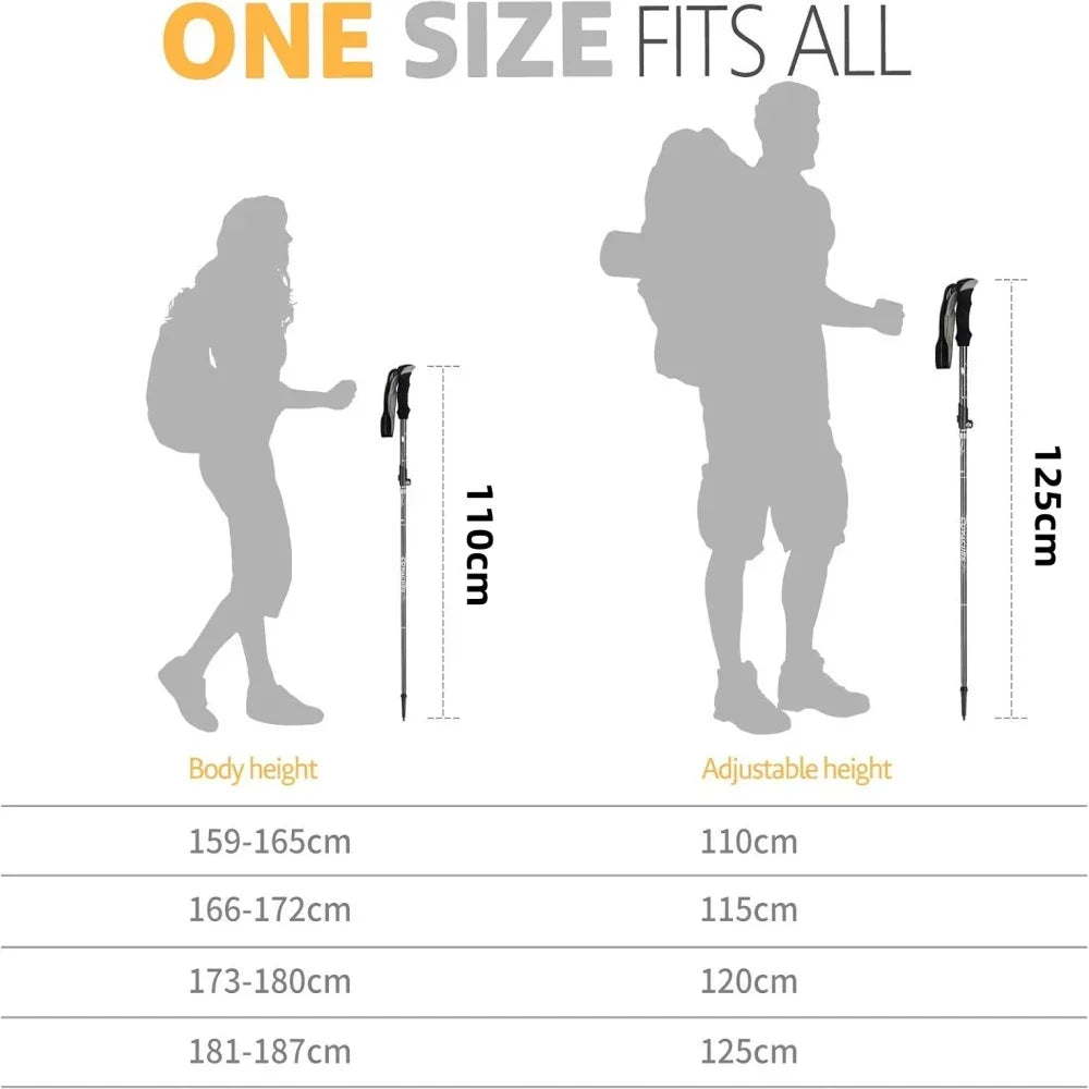Lightweight Telescopic Trekking Poles for Hiking & Nordic Walking