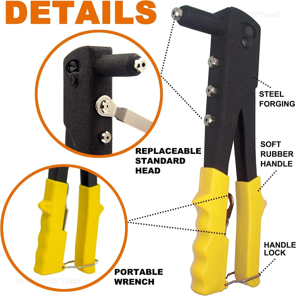 Heavy Duty Hand Riveter Set with 120/150 Assorted Blind Rivets