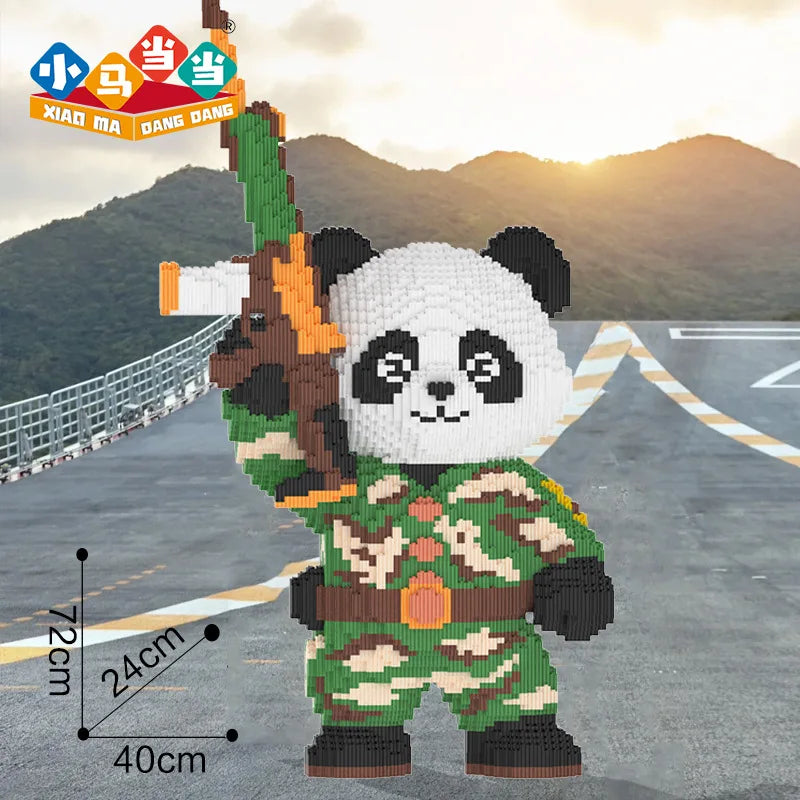 Cowboy Camouflage Panda Building Blocks - Fun 3D Puzzle Toy