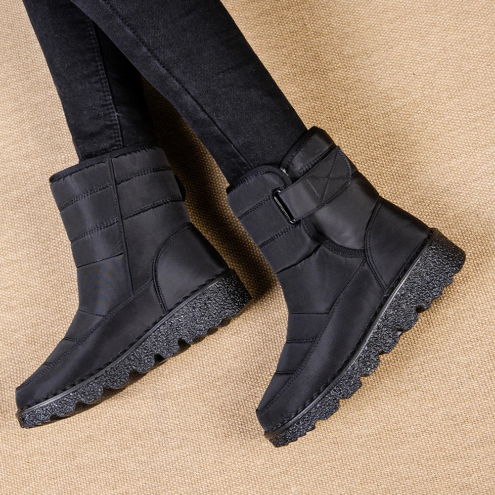 Women's Waterproof Plush Fur Boots - Warm Winter Snow Booties