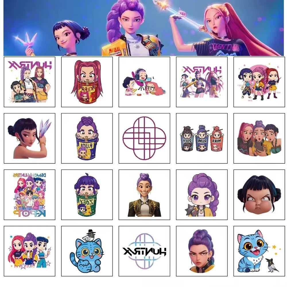 20pcs Cartoon Temporary Tattoo Stickers for Parties & Cosplay