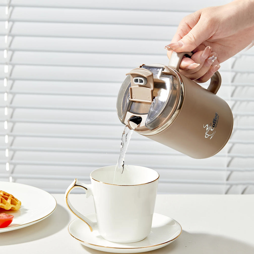 Double-Layer Insulated Stainless Steel Coffee Cup & Spoon