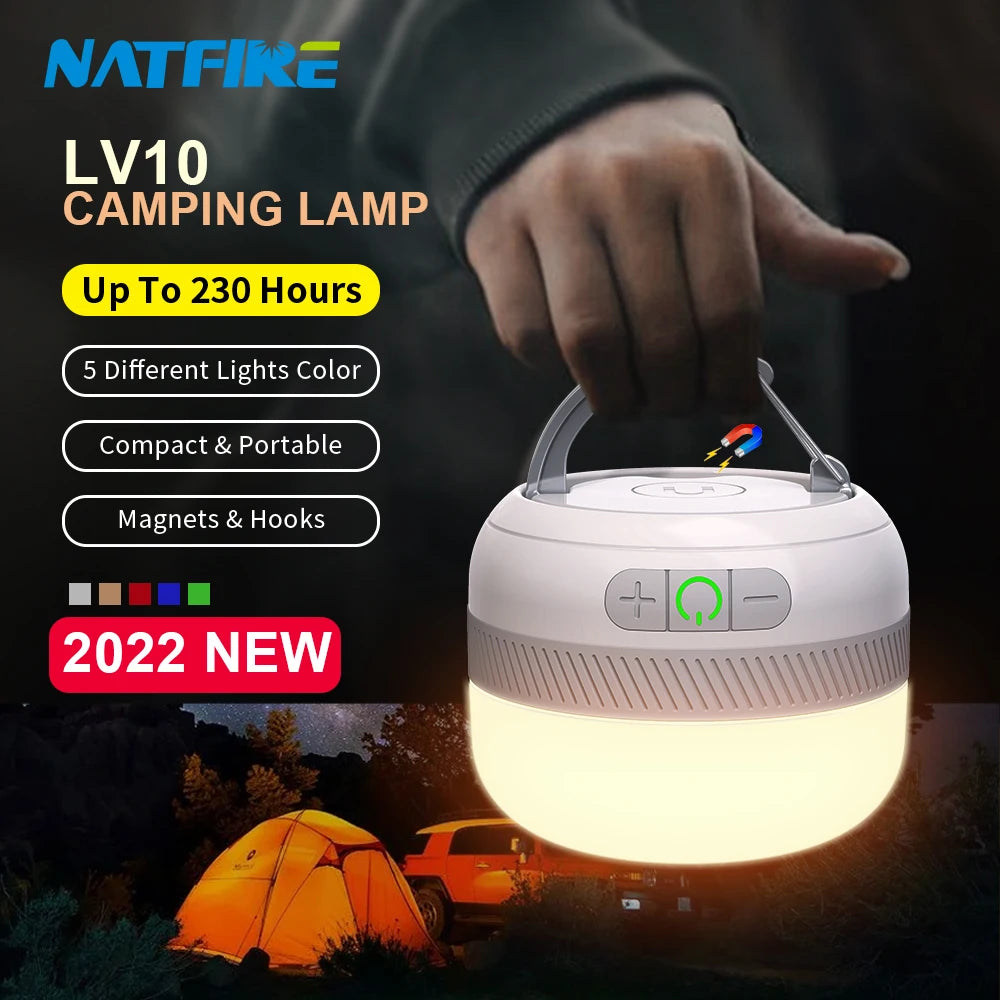 NATFIRE LV10 Rechargeable LED Camping Lantern - 230 Hours of Light