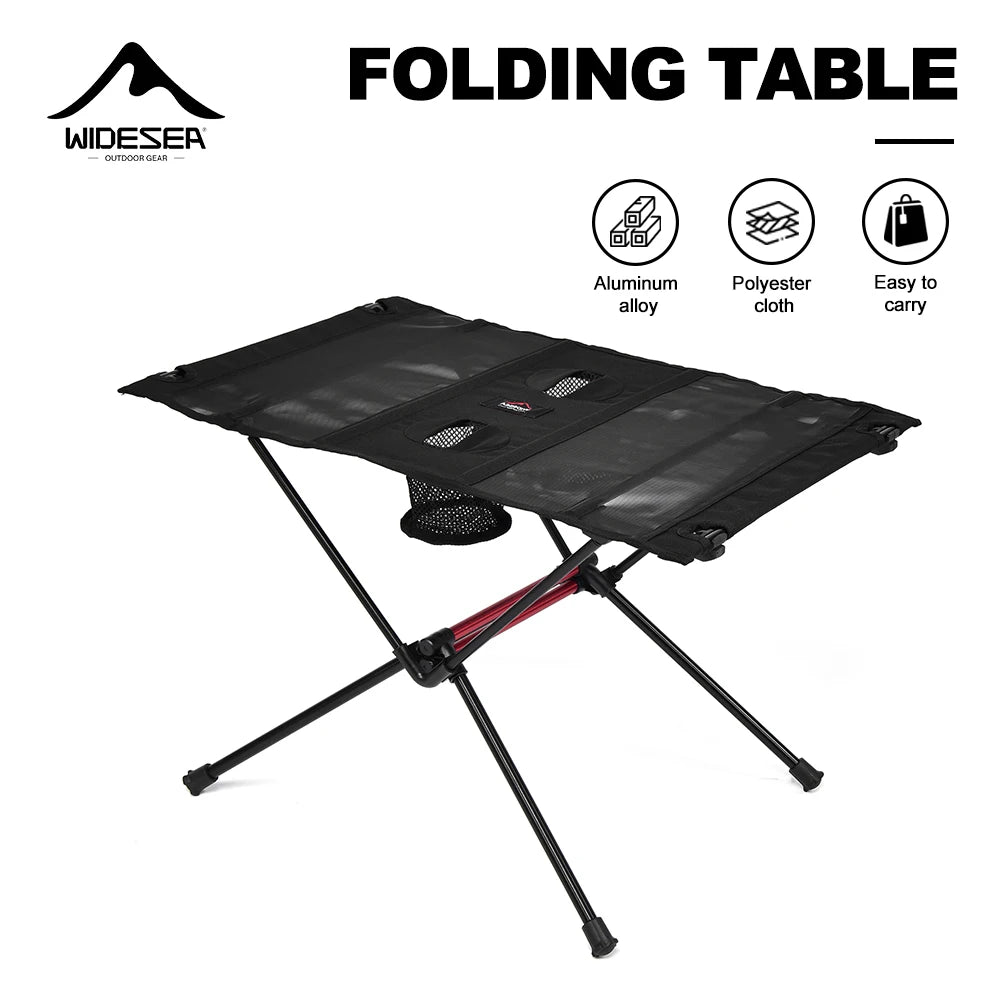 WIDESEA Portable Folding Camping Table - Lightweight with Cup Holders