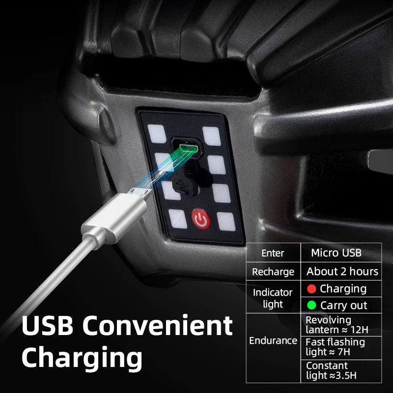 ROCKBROS Ultralight USB Rechargeable Cycling Light Helmet