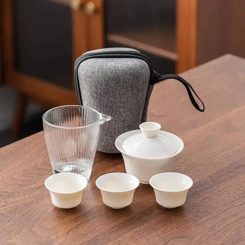 Portable High-End Yuxi Jade Tea Set - Perfect for Outdoor Adventures