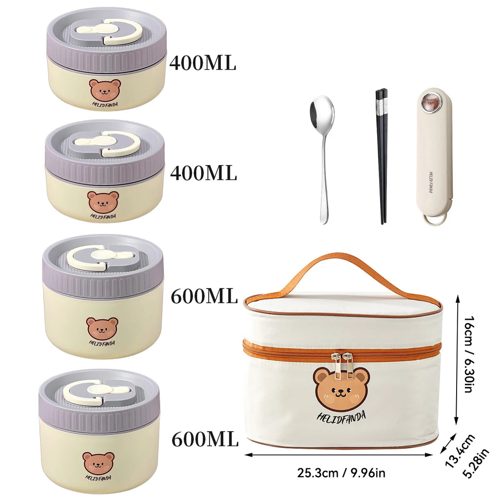 Insulated 304 Stainless Steel Bento Lunch Box - Large Capacity