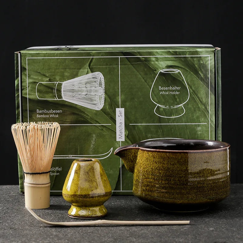 Japanese Matcha Tea Set - 7 or 4 Piece Bamboo Whisk & Bowl
