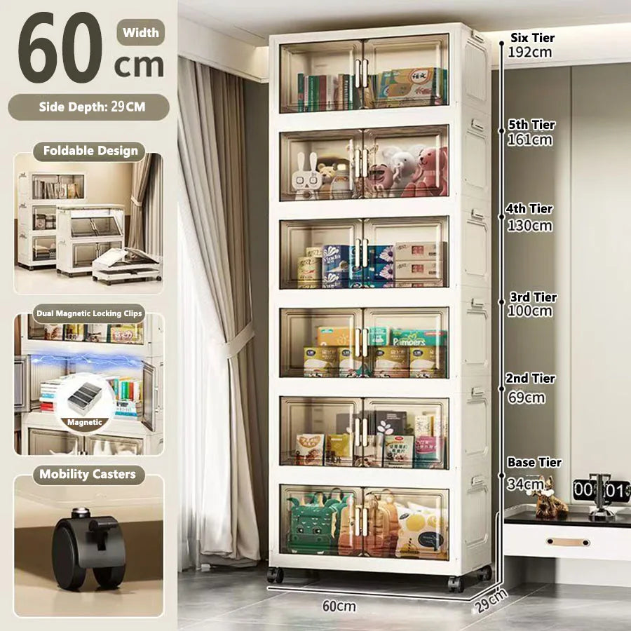 Folding Storage Cabinet - Versatile Toy & Snack Organizer for Home