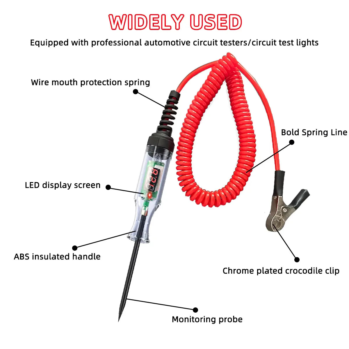 6V-24V Car Voltage Tester - Auto Diagnostic Probe with LCD Display