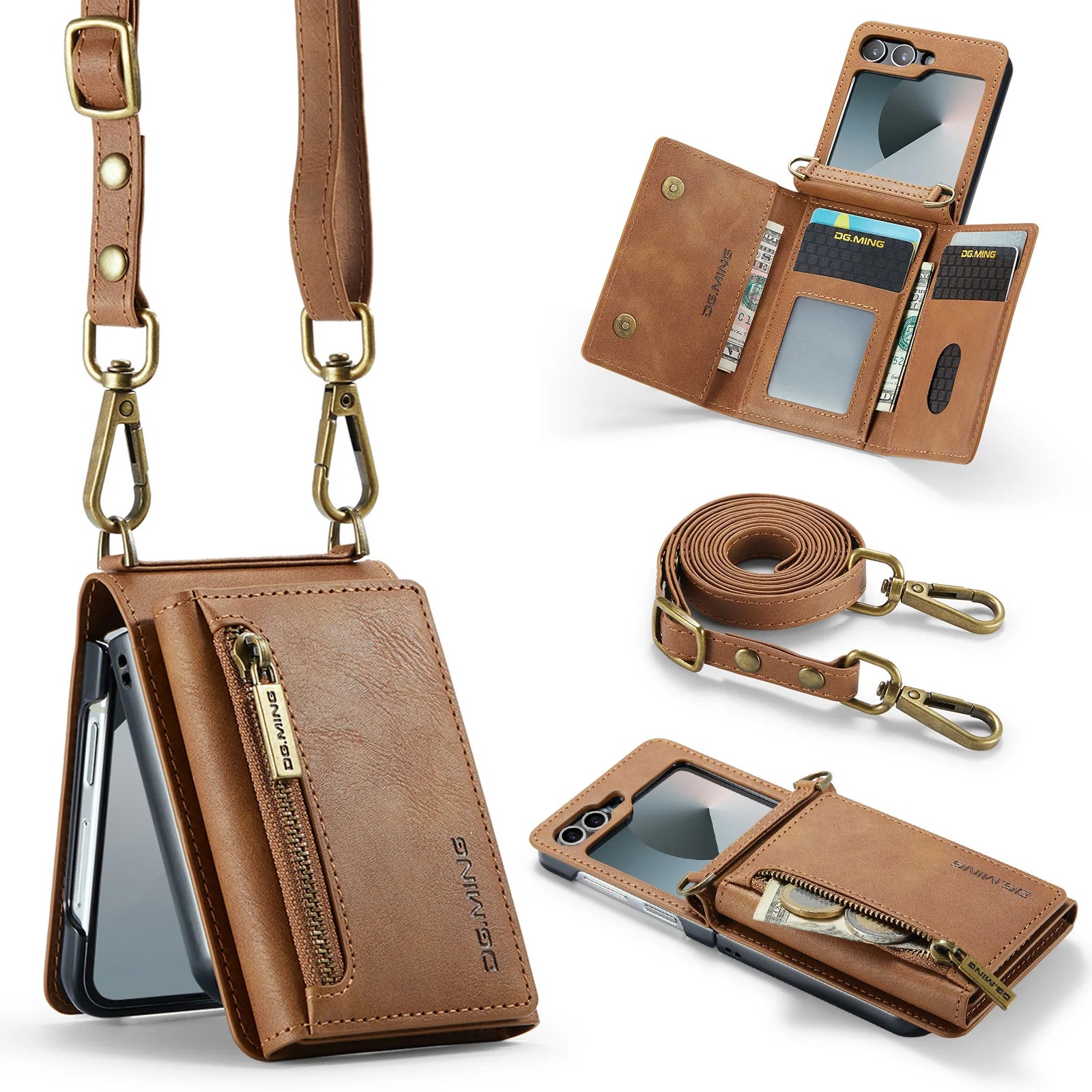 Luxury Leather Flip Wallet Case for Samsung Galaxy Z Flip Series