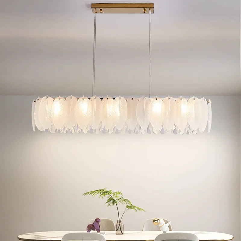Stylish Modern Feather Glass Crystal Chandelier for Home Decor