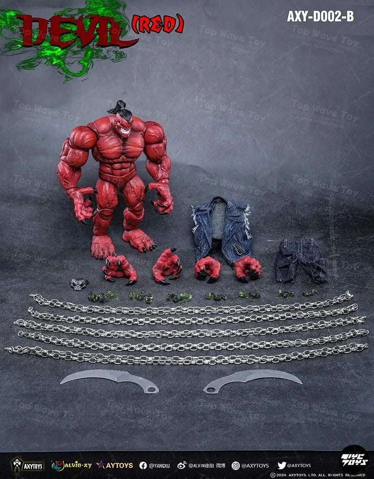 AXYTOYS 1/12 Scale Unpainted Demon Figure – Stunning Crimson Model