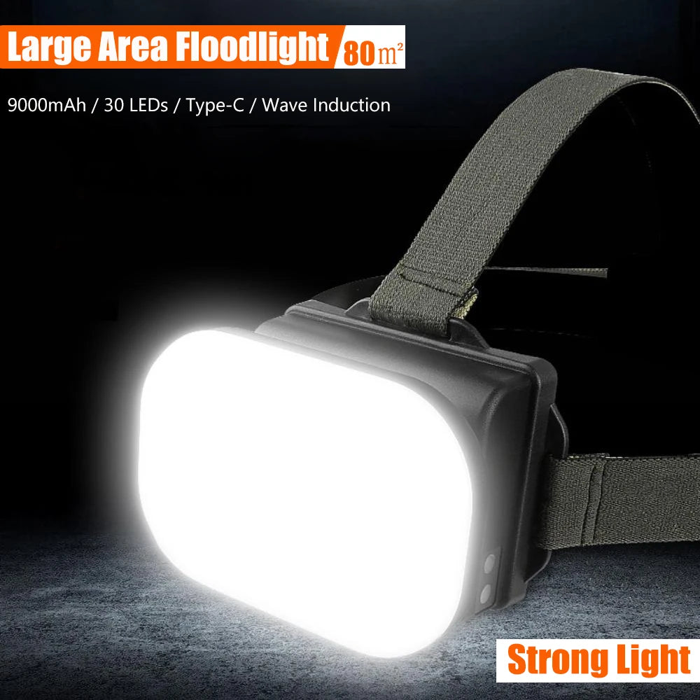 8800mAh Rechargeable LED Headlamp - Powerful Floodlight for Outdoor Adventures