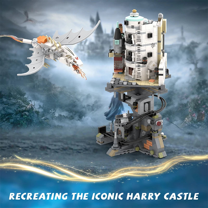 Enchanting Wizard Tower Dragon MOC Building Set - 1056 pcs