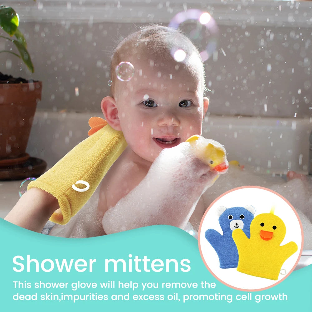 Cute Animal Shape Baby Bath Glove - Non-Slip Toddler Shower Sponge