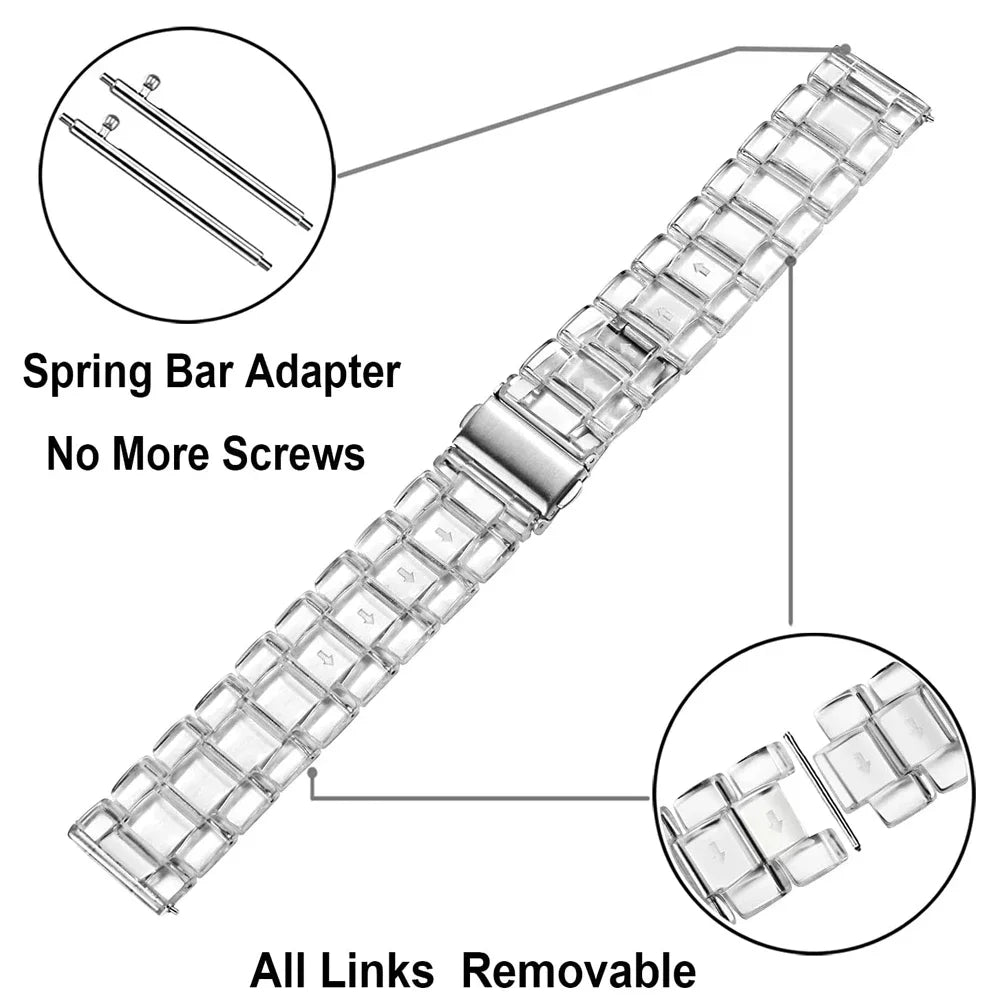 Versatile Transparent Resin Watch Strap for Samsung Galaxy & Xiaomi